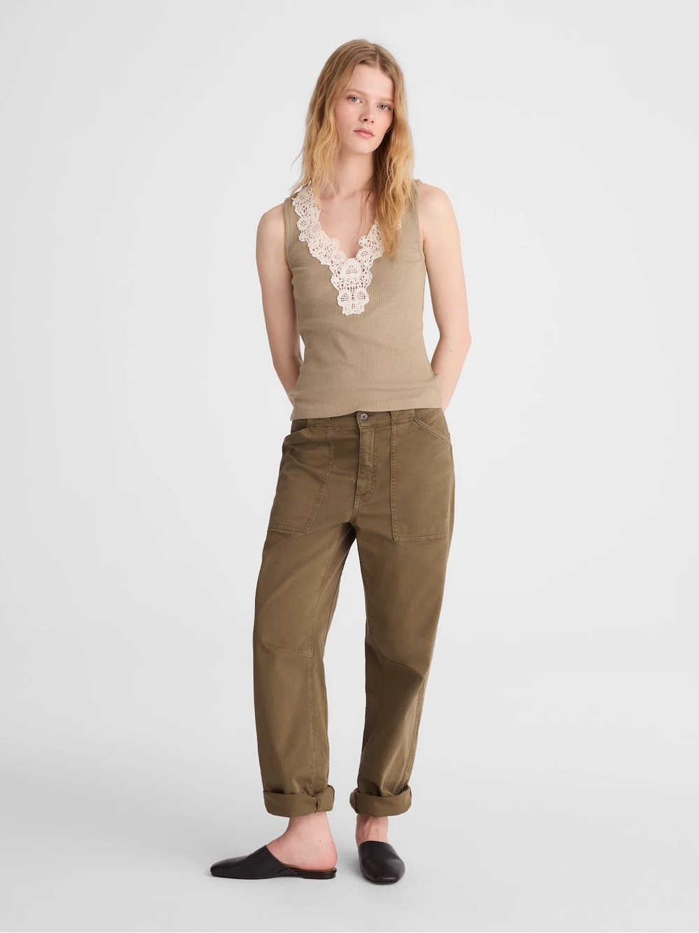 Madewell Lace-Trim V-Neck Tank S - Picture 2 of 9
